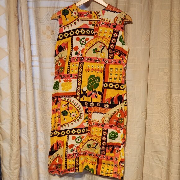 🌼 Vintage 60s Handmade Mod Shift Dress Yellow 🌸 - Picture 2 of 7